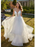Beaded Ivory Lace Layered Tulle Fantastic Wedding Dress
